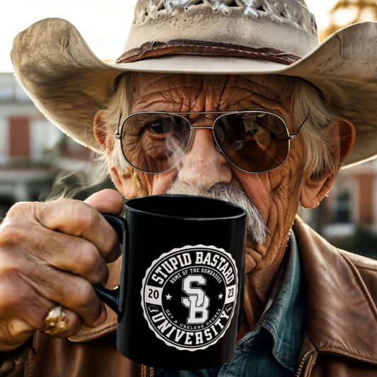 Stupid Bastard University 11oz Black Mug