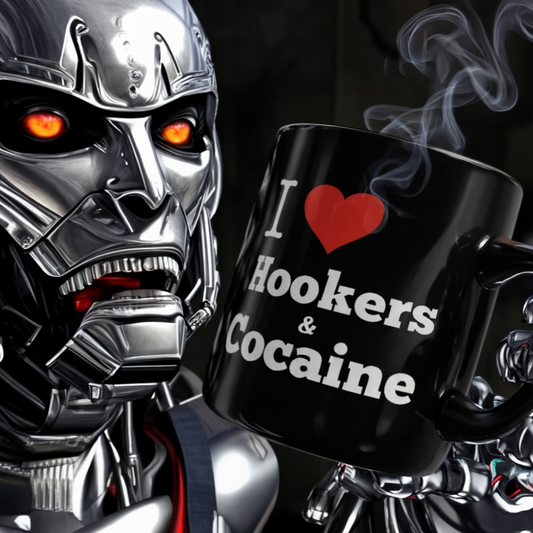 I Love Hookers & Cocaine 11oz Black Mug