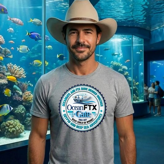Ocean FTX Gate Badge T-Shirt — Coastal Adventure Logo Tee
